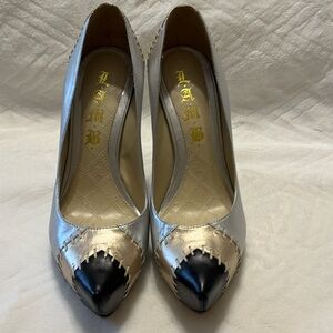 Ladies heels silver, gold and black